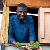 staff worker looking out of window